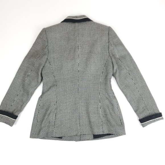 Vintage Escada black and white plaid wool silk patterned blazer - Picture 6 of 13